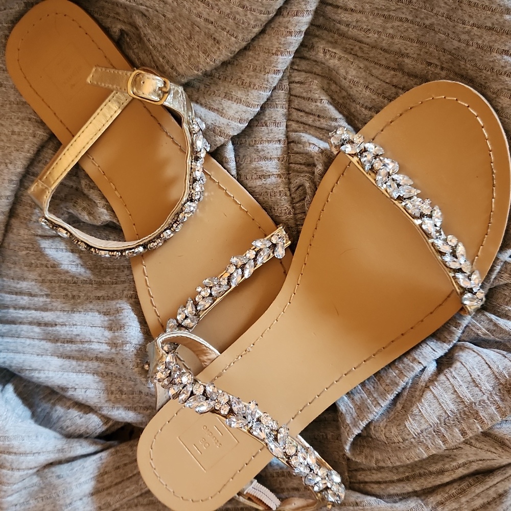 Rhinestone gold sandals